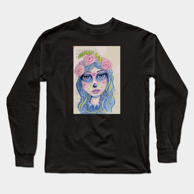 Sugar Skull Girl 1 of 3 Long Sleeve T-Shirt by LittleMissTyne